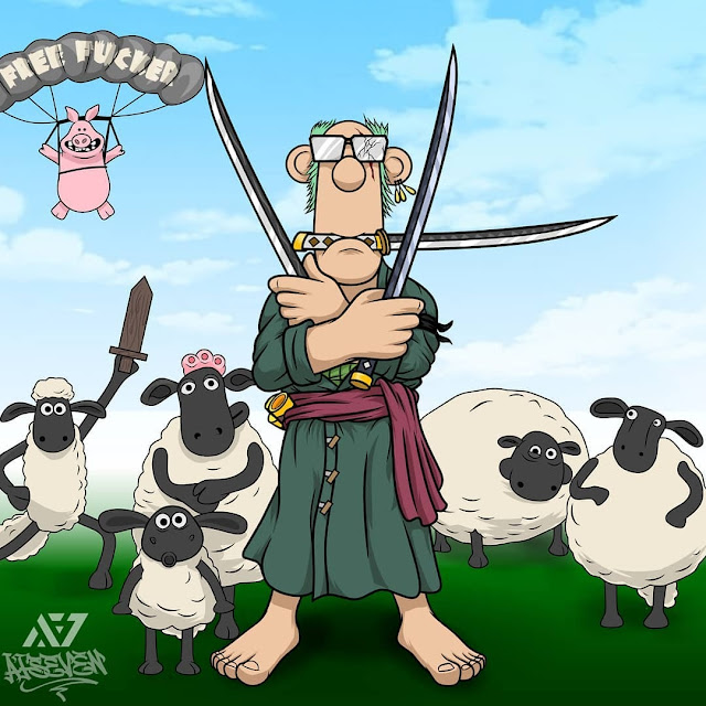 Shaun the sheep x roronoa zoro