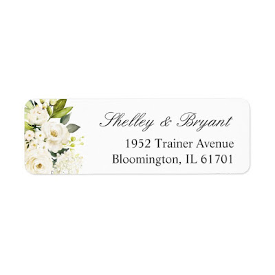 Beautiful Ivory White Roses Floral Return Address Label