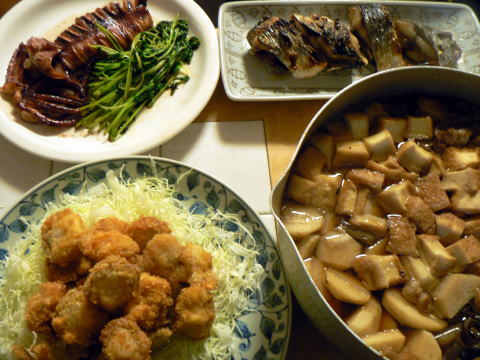 料理マガジン 夫婦の食卓 クッキング爺の 献立 飽きない料理 41 夕食の献立 ホタテフライ 生ニシン焼き イカ焼きと芋煮