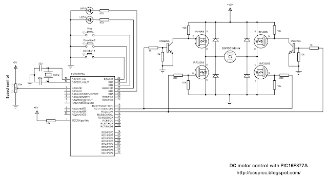 PIC16F877A DC motor speed and direction control with H bridge circuit CCS PIC C