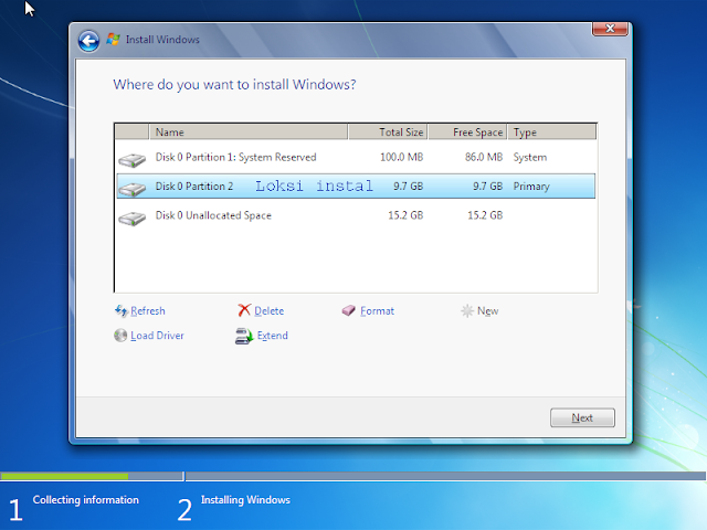 cara instal window7