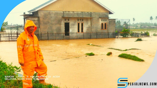 Banjir Landa 11 Kecamatan di Aceh Selatan 10.985 jiwa Terdampak