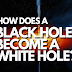 How does a black hole become a white hole? 