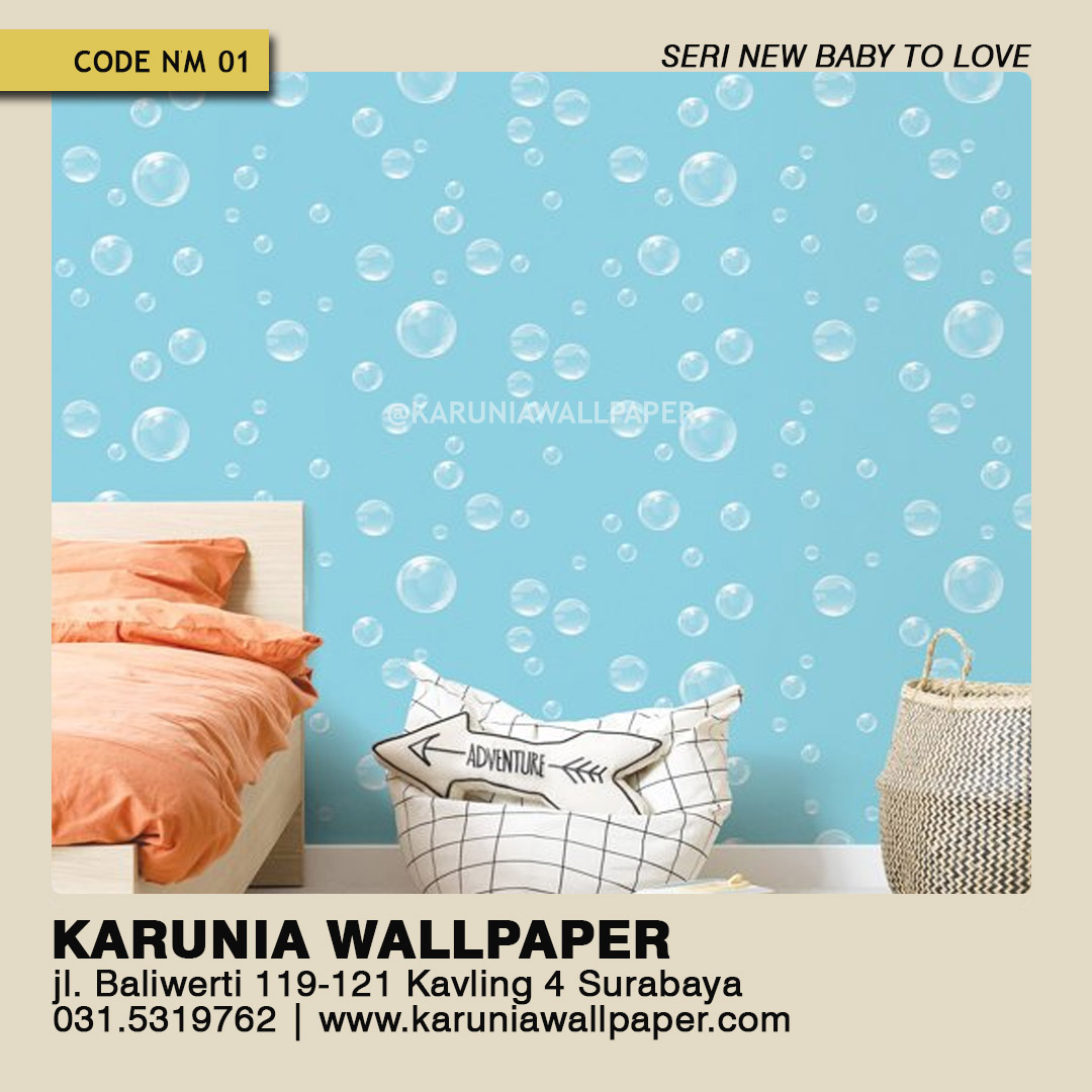 jual wallpaper anak bubble biru