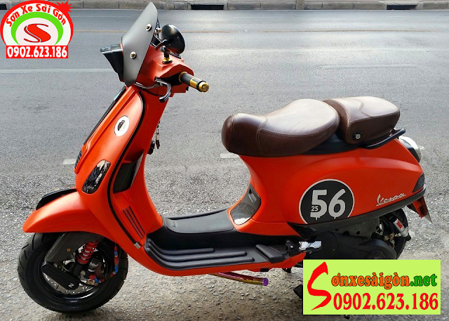 Mẫu sơn xe Vespa S màu cam nhám thể thao [Vespa_101]