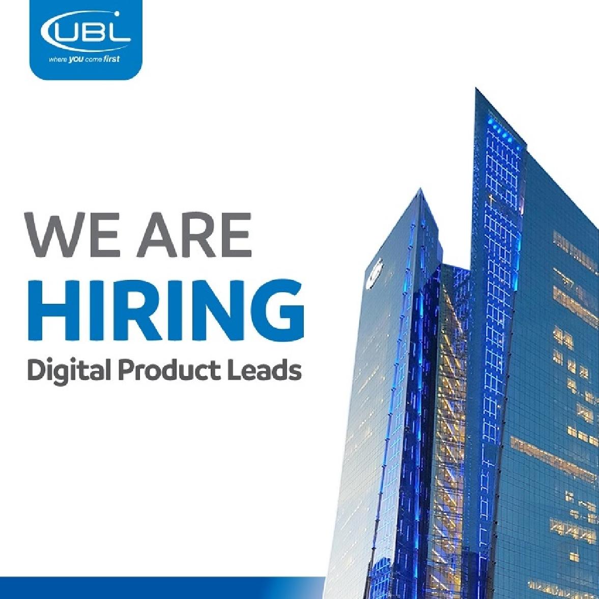 United Bank Limited (UBL) is hiring Digital Product Leads