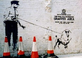 graffiti banksy, guard dog graffiti