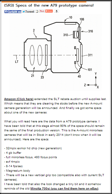 SR3  Specs of the new A79 prototype camera!   sonyalpharumors