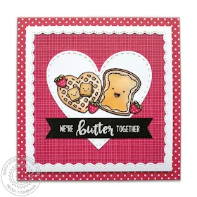 Sunny Studio Stamps: Breakfast Puns We're Butter Together Toast & Waffle Card by Mendi Yoshikawa