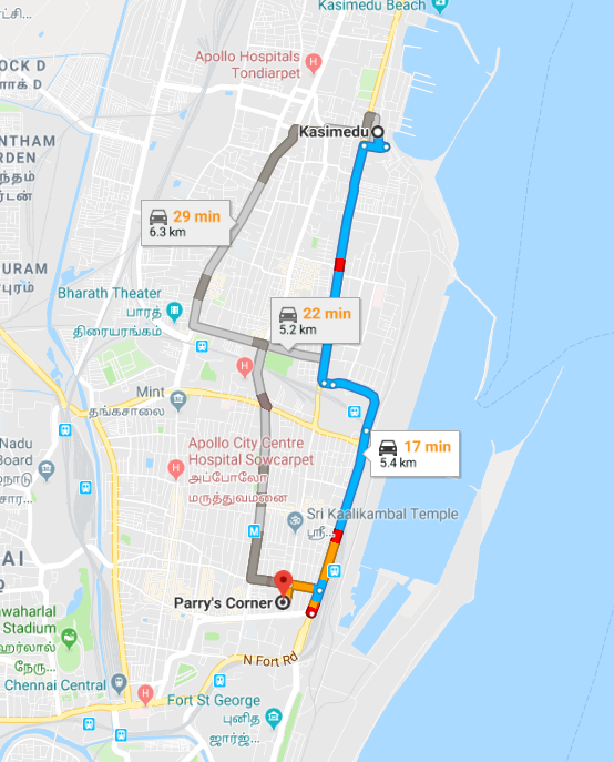 Kasimedu - Parry's Corner -  Share Auto Routes – Chennai
