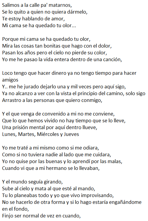 LETRA - Caer - Cano Oasis_