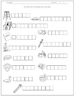 Hipótese de escrita alfabética - Alfabetização - Escreva o nome das figuras 2