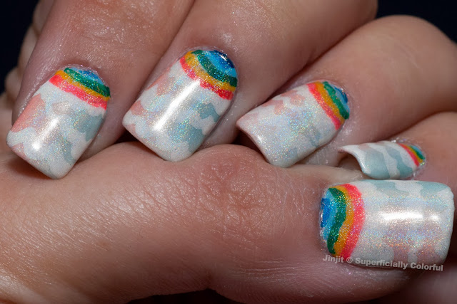 Gradient with Pattern Nail Art Holographic