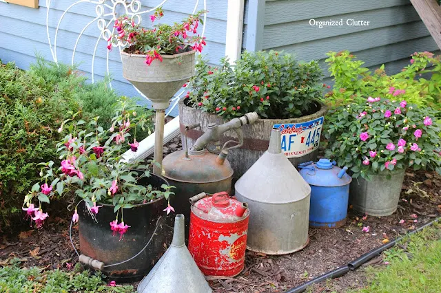Photo of a beautiful junk garden vignette.