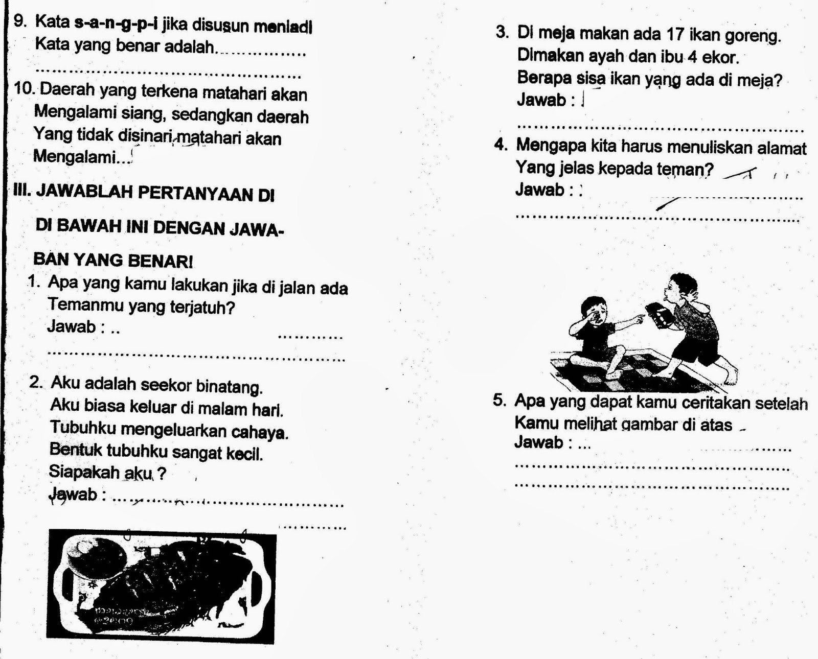 Tema 3 Tiga Ujian Akhir Semester Kelas 1 TA 2013 2014 Kurikulum 2013