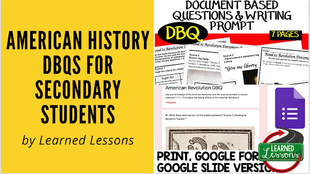 US History DBQ, Early American History DBQ, DBQ Document Based Question Writing Activity, American History Activities