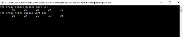 Bubble Sort program in C#