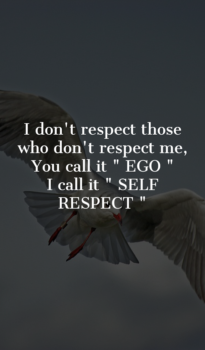 I don't respect those who don't respect me, you call it EGO i call ir SELF RESPECT.