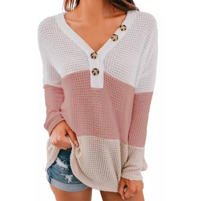 Áo Sweater Tay Dài Dáng Rộng Cổ Chữ V Phong Cách Âu Mỹ Thời Trang Thu Đông Cho Nữ