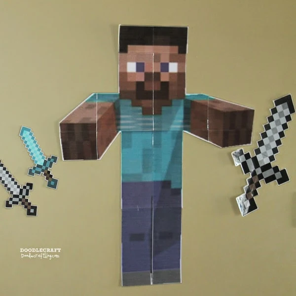 Play "pin the sword on Minecraft Steve" for the perfect Minecraft party game!