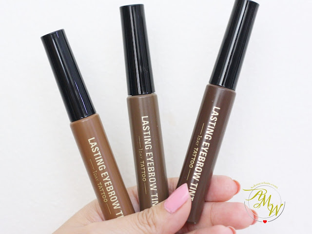 a photo of K-Palette Eyebrow Tint Review in shades Light Brown, Natural Brown and Mocha Brown.