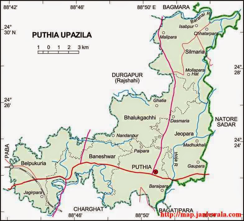 puthia upazila map of bangladesh