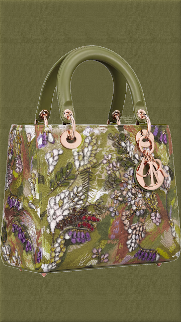 ♦Green multicolor Lady DIOR D-Lite bag with lily and bead embroidery #dior #bags #green #brilliantluxury