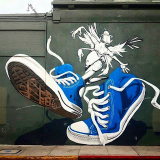 a giant sneaker graffiti