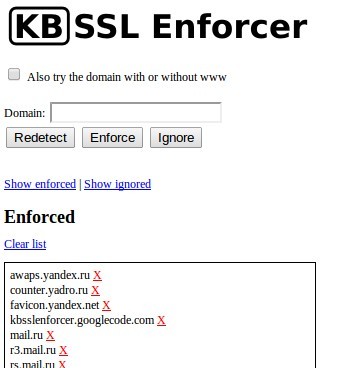 настройки расширение KB SSL Enforcer для google chrome