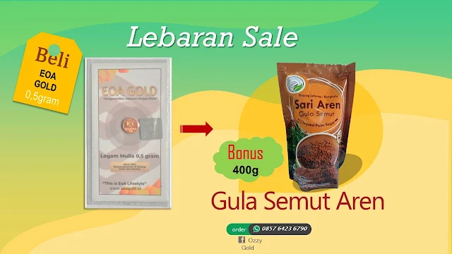 Emas EOA 0,5 gram Bonus Gula Semut Aren 400 Gram