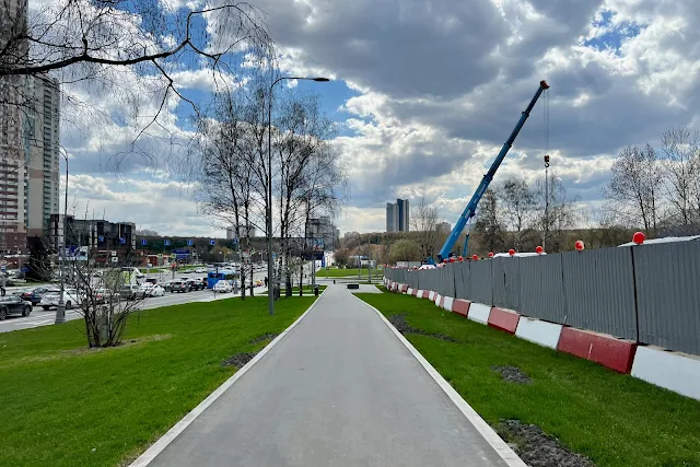 Ленинский проспект, улица Лобачевского, строительная площадка Троицкой линии метро