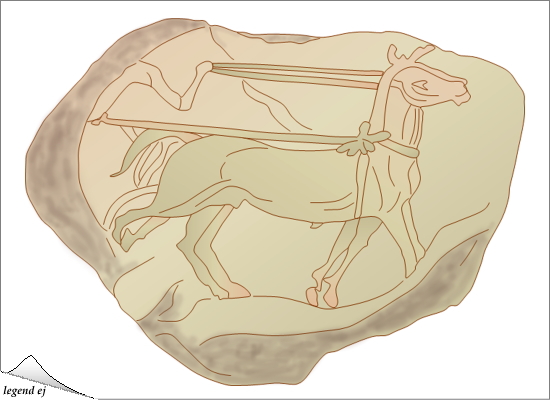 ミノア文明・アギア・トリアダ遺跡・二輪走行車の粘土印影 Minoan Chariot Seal Impression on Clay, Agia Triada／©legend ej