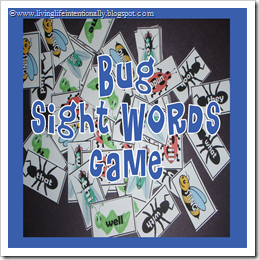 Bug Sight Words Game (K-2nd)