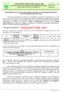 FCI Watchman Maharashtra Region Recruitment 2017 