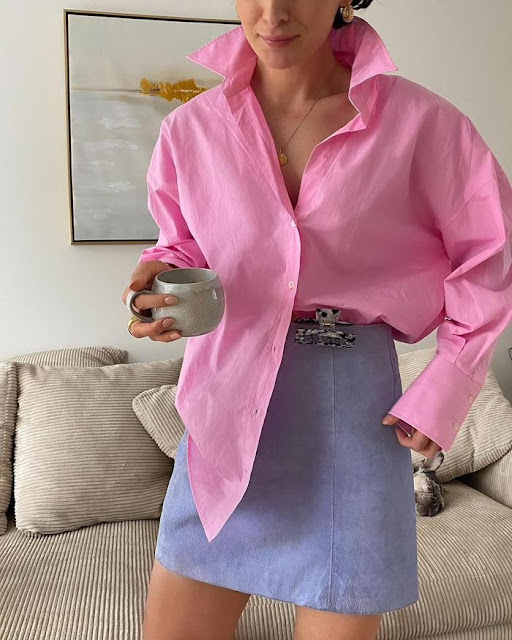 camicia rosa tendenza estate 23 outfit camicia rosa tendenze estate 23 come indossare la camicia rosa abbinamenti camicia rosa how to wear pink shirt pink shirt outfit how to combine pink shirt pink shirt summer 23 colorblock by felym