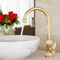  Tall Gold Single Handle Brass Marble Designer Kitchen Faucet