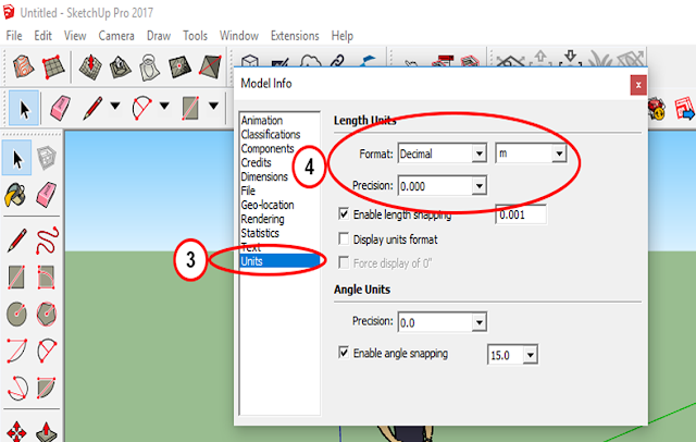 Setting units pada sketchup