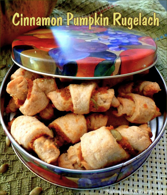 Cinnamon Pumpkin Rugelach | recipe developed by Karen of www.BakingInATornado.com|#recipe #baking