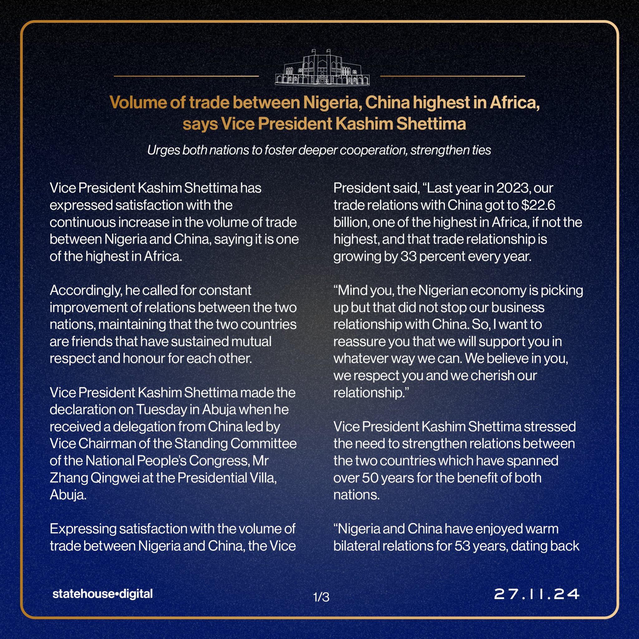 Vice President, Kashim Shettima