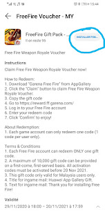 Free fire code reward