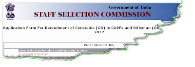 SSC CAPF Constable Online Form 2012