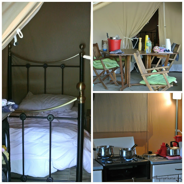 Inside a glamping tent