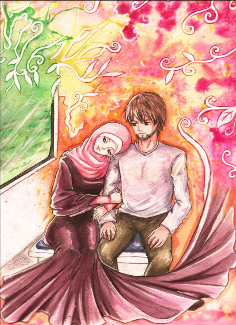 Kartun Pasangan Muslim Romantis Gambar Kartun