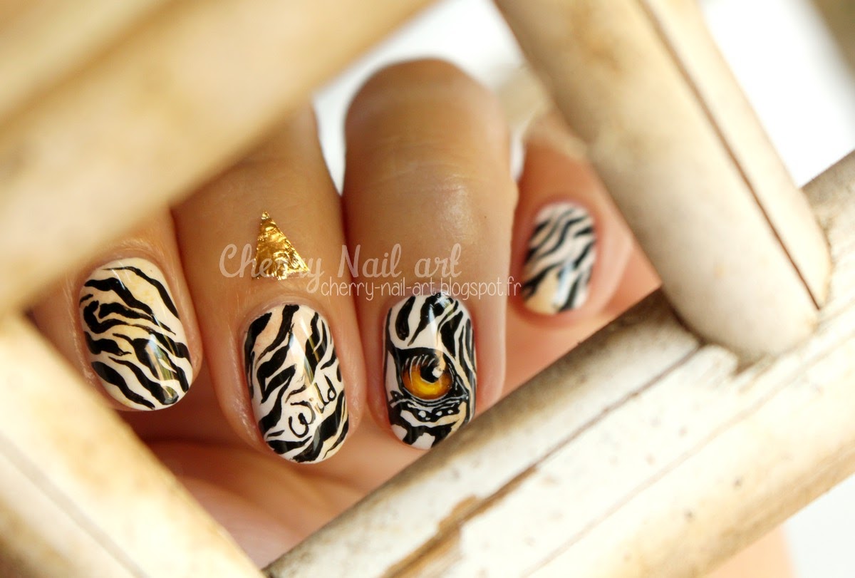 nail-art-oeil-animal-zèbre-tigre