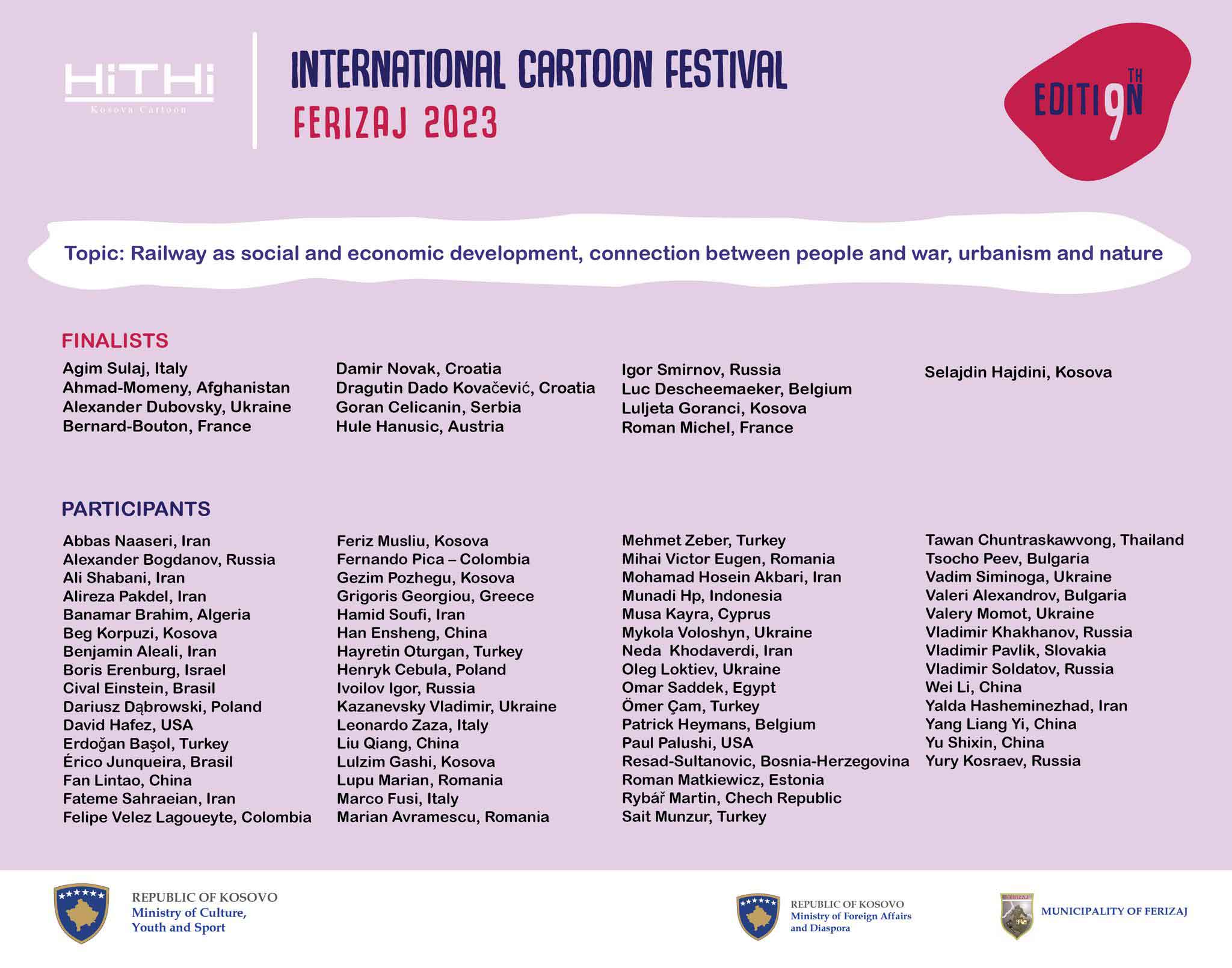 Finalists of the 9th the International Cartoon Festival, Ferizaj 2023