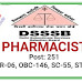 Pharmacist Recruitment at DSSSB Health and Family Welfare | 251 posts