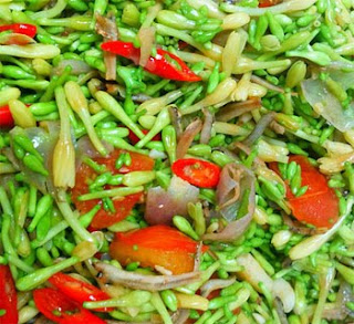 Stir Fry Papaya Buds and Leaves (Tumis Bunga dan Daun Pepaya)