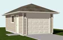  one car, hipped roof garage plan