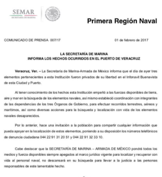 "Levantan" a tres elementos de Semar en Infonavit Buenavista en Veracruz