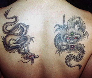 Two Dragons Tattoo on Back Body